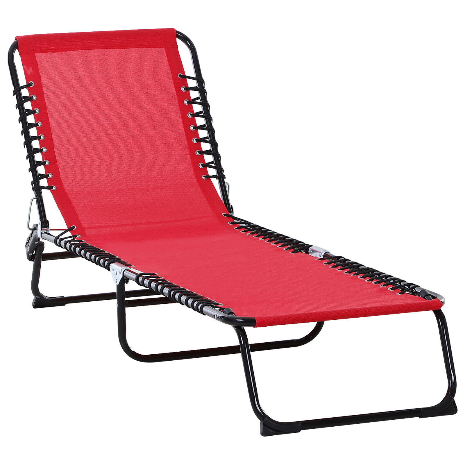 4-Position Reclining Beach Chair Chaise Lounge Folding Chair for Outdoor Camping