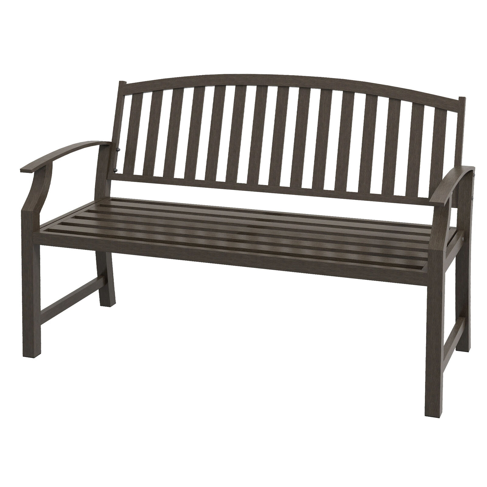 Two-Seater Simple Metal Bench - Brown Garden Outdoor Chair Seater