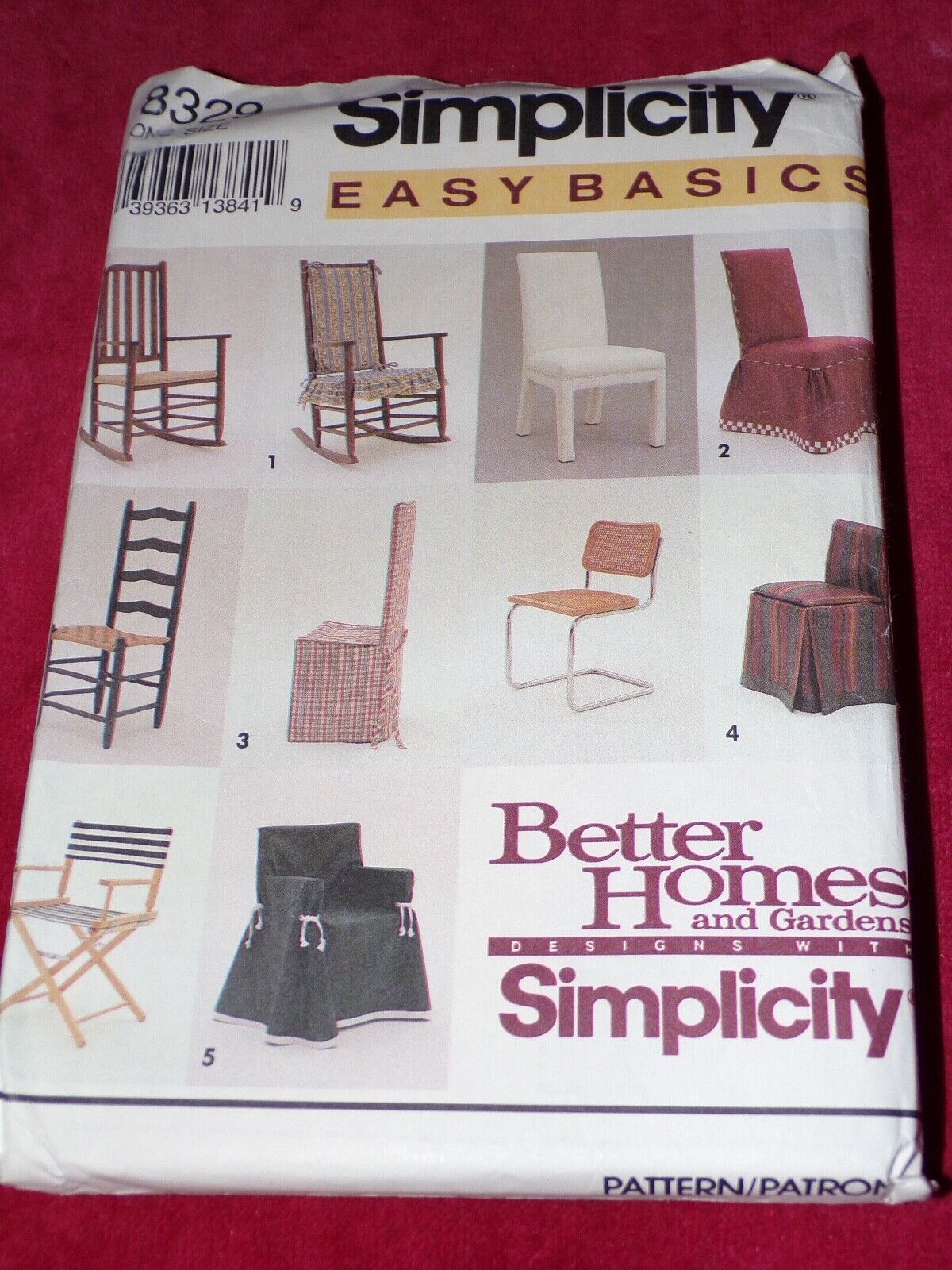 🌷SIMPLICITY #8329 - EASY BASICS - INDOOR & OUTDOOR CHAIR COVERS-PADS PATTERN FF