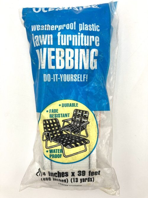 Vintage Oceanside ReWeb Kit Lawn Chair Webbing WHITE w/ Grey STRIPE 39ft x 2.25"