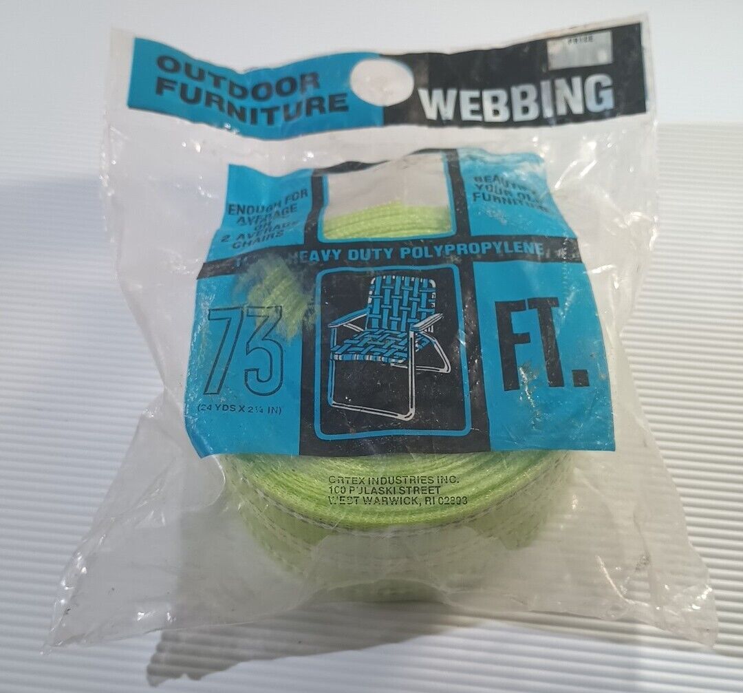 Vintage Lawn Chair Furniture Webbing Green And White New In Pack-73 Feet Outdoor