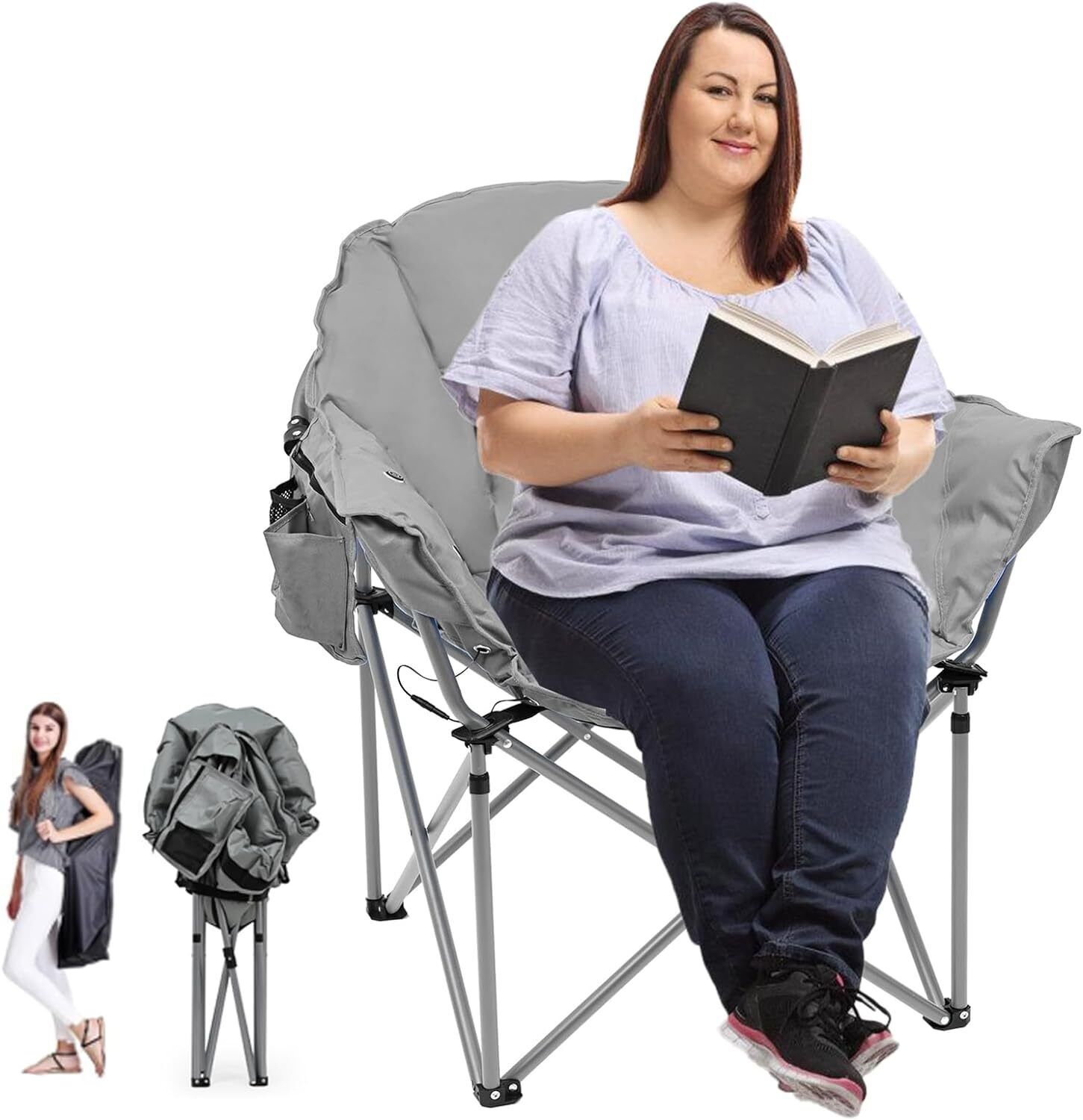 SLSY Oversized Camping Chair Outdoor Portable Chairs with Side Pocket 500 lbs