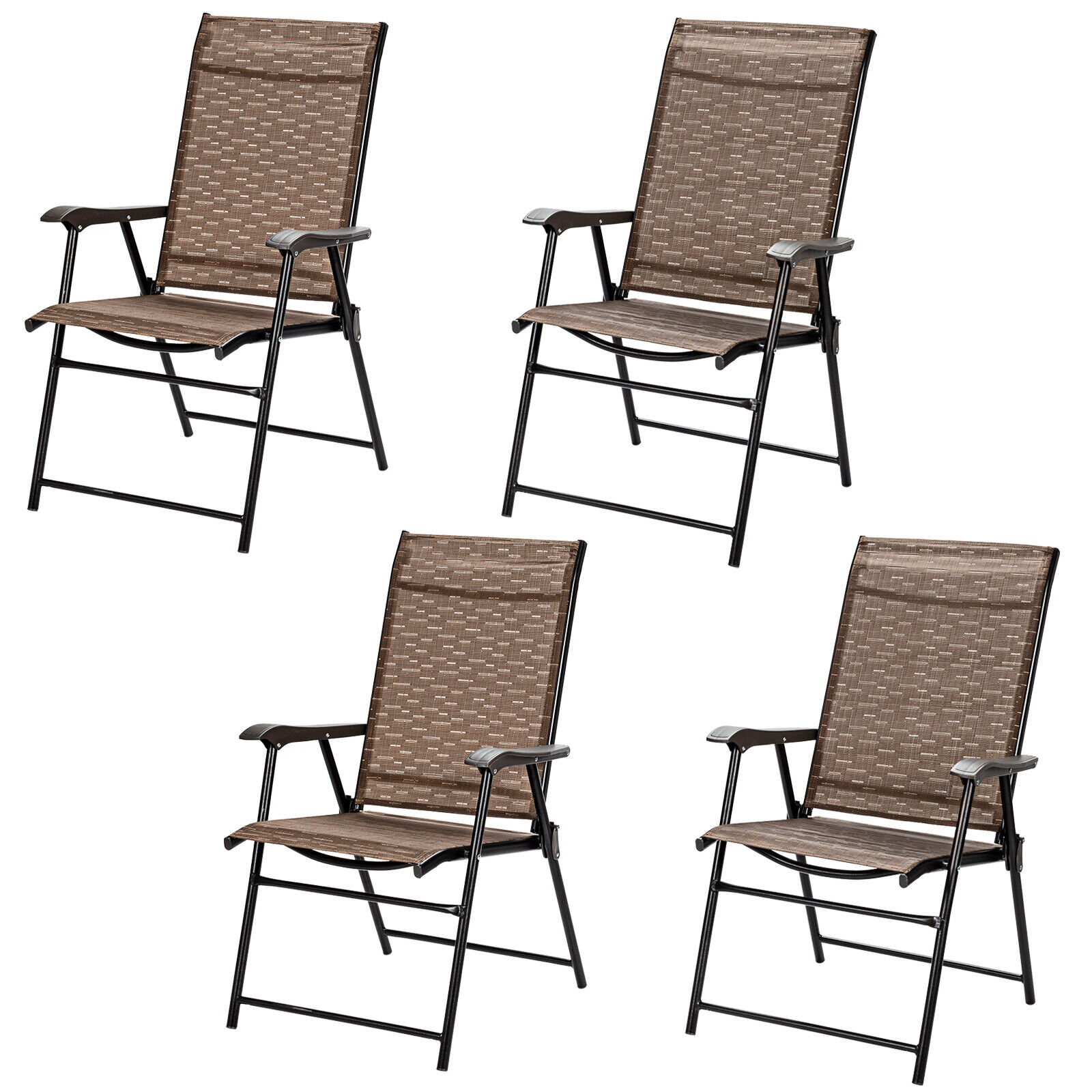 Patiojoy 4PCS Outdoor Patio Folding Chair Lawn Garden Camping Portable W/Armrest