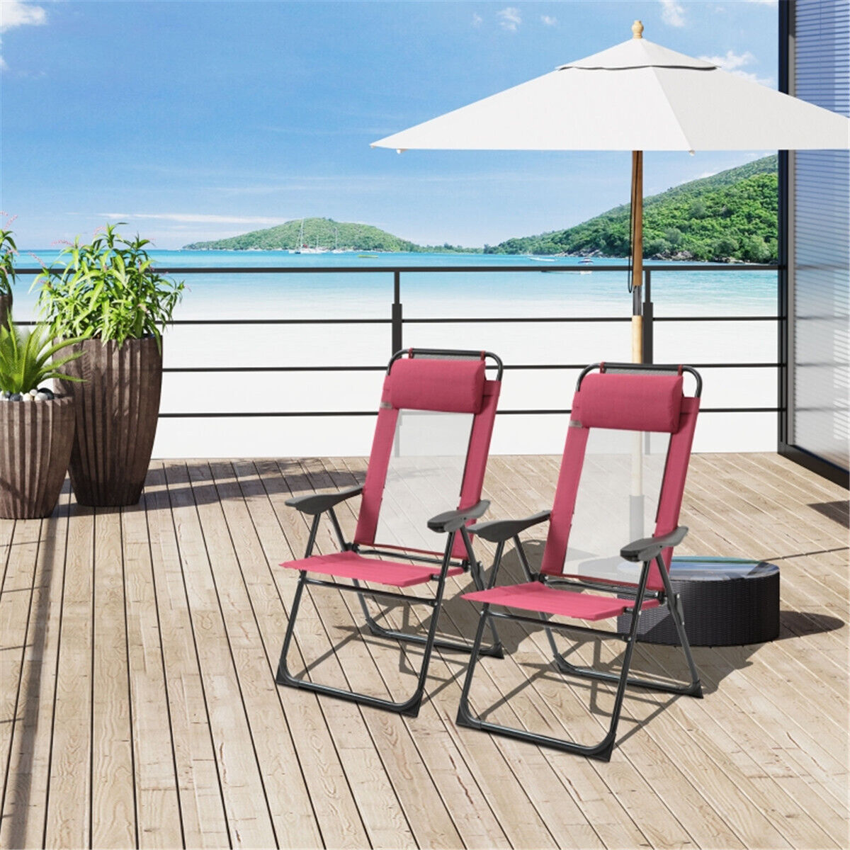Folding Beach Lounge Chair Portable Outdoor Seating Lightweight Adjustable
