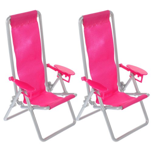 2 Pcs Mini Folding Beach Chair Reclining for Doll Outdoor Toys Child