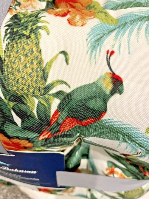 2 Tommy Bahama In / Outdoor Chair Seat Cushions Tropical Pineapple Floral Parrot