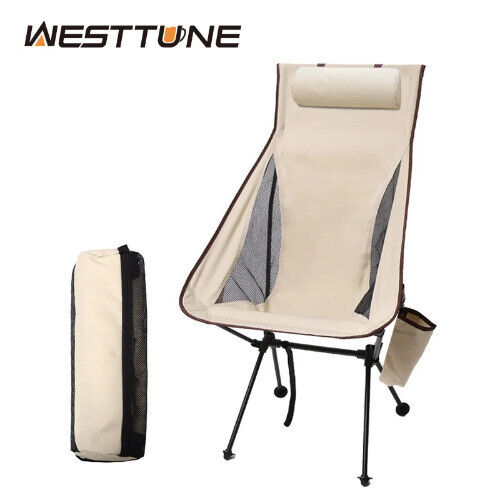 Portable Folding Chair with Headrest Lightweight Aluminum Alloy Outdoor Chair