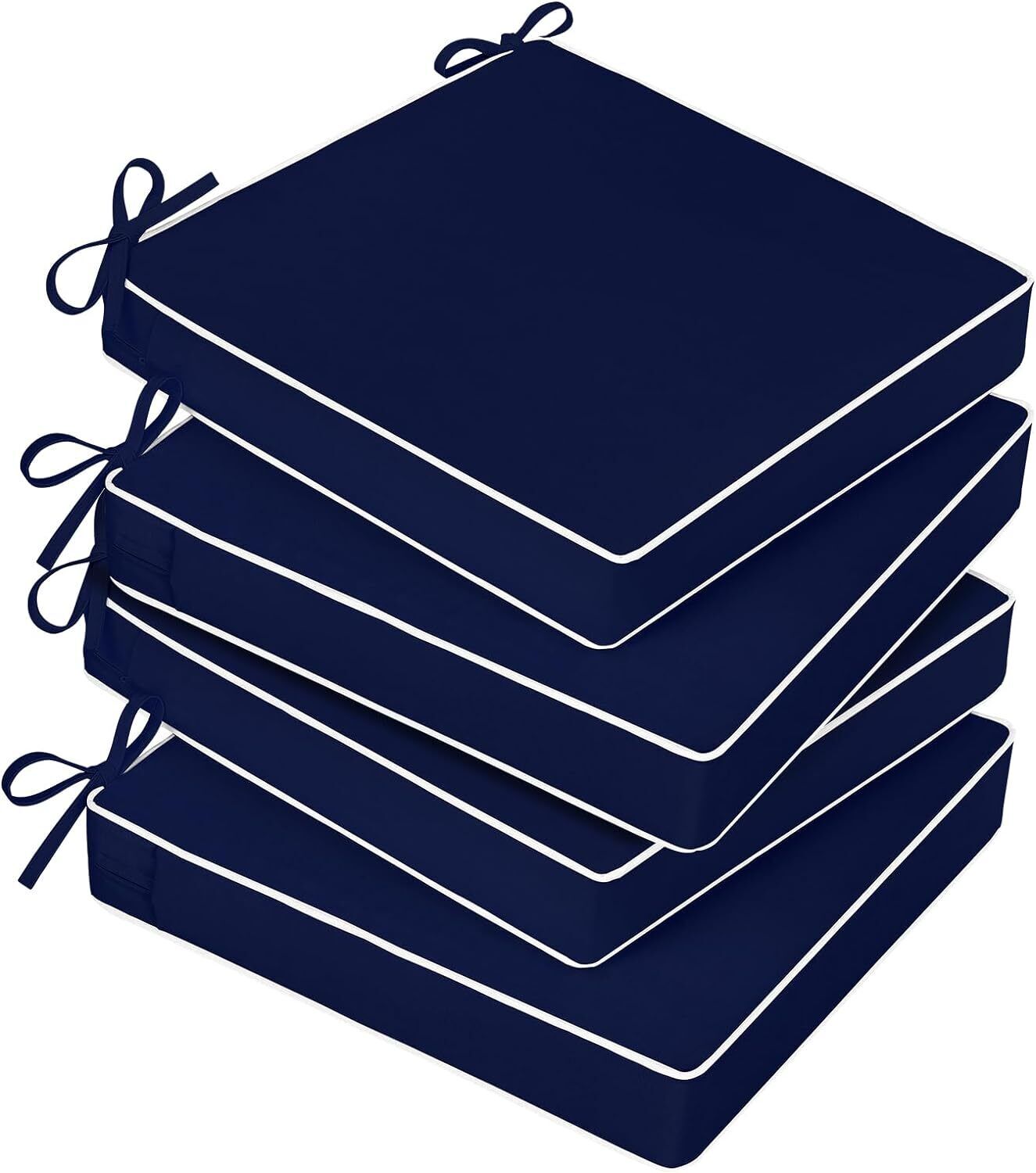 Basic Beyond Outdoor Chair Cushions 19x19x3(Square Corner), Navy Blue/White