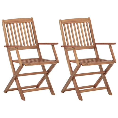 NNEVL Folding Outdoor Chairs 2 pcs Solid Acacia Wood