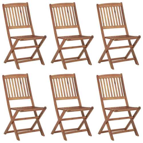 NNEVL Folding Outdoor Chairs 6 pcs Solid Acacia Wood