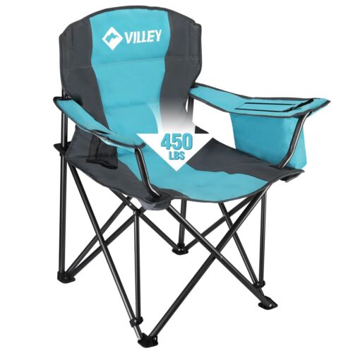 VILLEY Camping Chair, Oversized Folding Camp Chair, Portable Outdoor Chairs S...