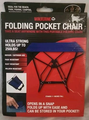 Wolverine Portable Indoor Outdoor Folding Pocket Chair New