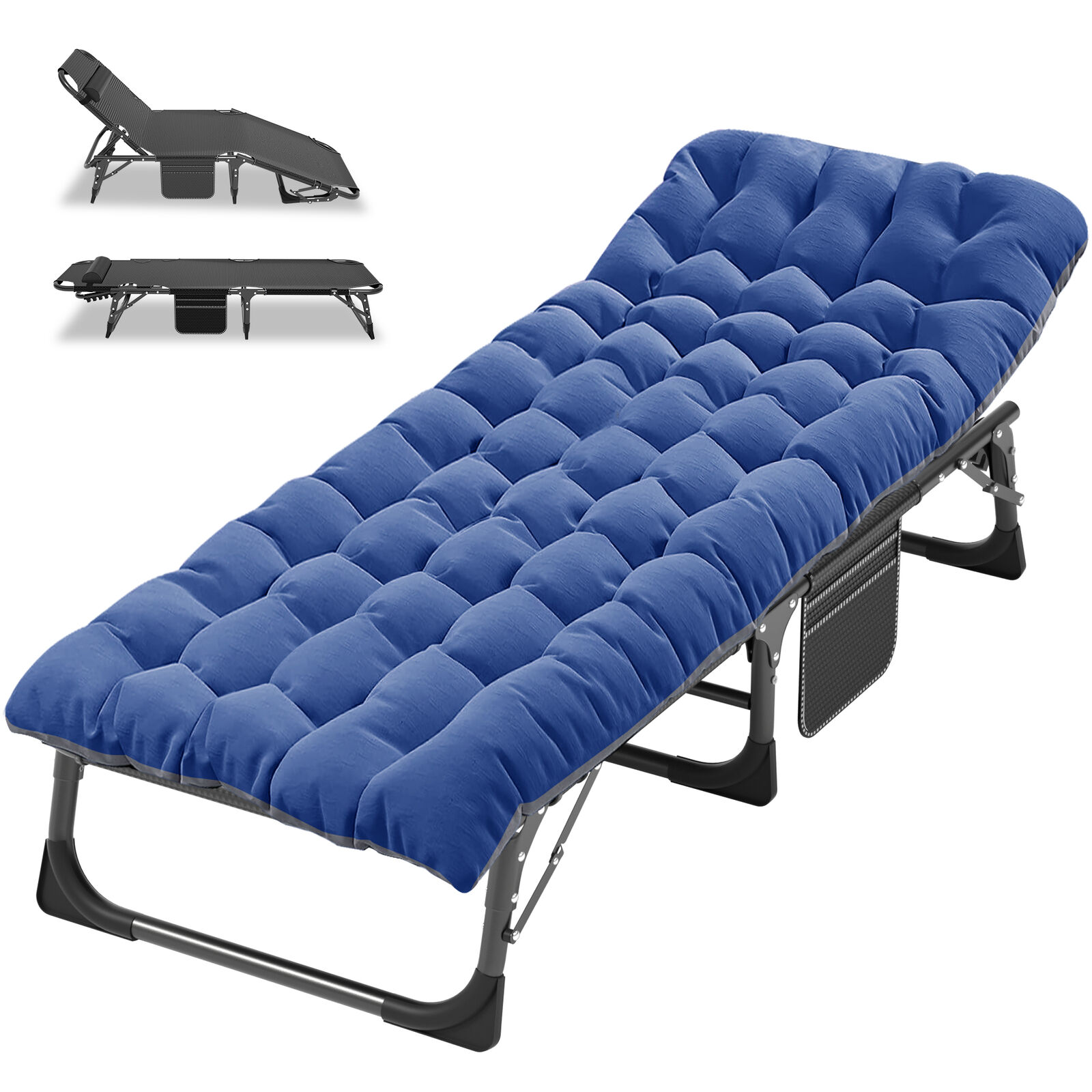 SLSY Folding Camping Cot Adjustable 4-Position Reclining Lounge Chair Outdoor