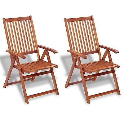 2 Folding Garden Chairs Reclining Wood Outdoor Chair Seat Seating Wooden Home