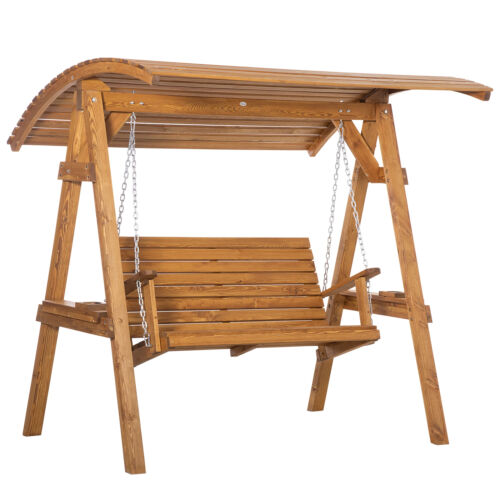 2 Seater Swing Chair, Garden Swing Bench with Adjustable Canopy,