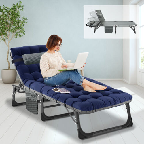 SLSY 5 Gears Bed Camping Cot Outdoor Folding Camping Bed Reclining Chair Chaise