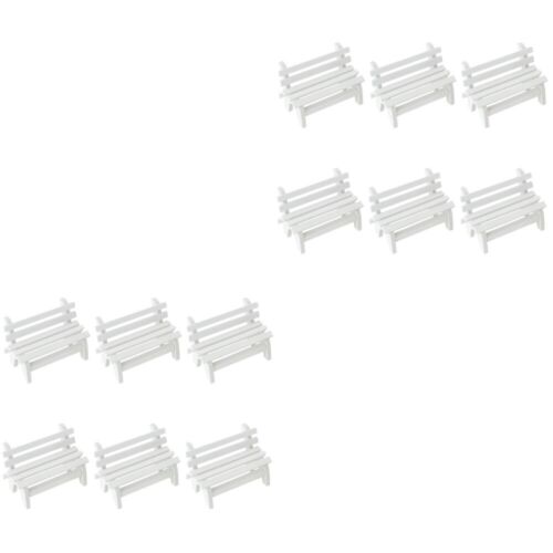 2 PCS Miniature Decoration Dollhouse Bench Outdoor Chair Wooden