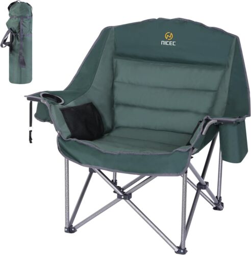 Nice C Camping Chairs, Oversized XL Padded Chair, Outdoor Green