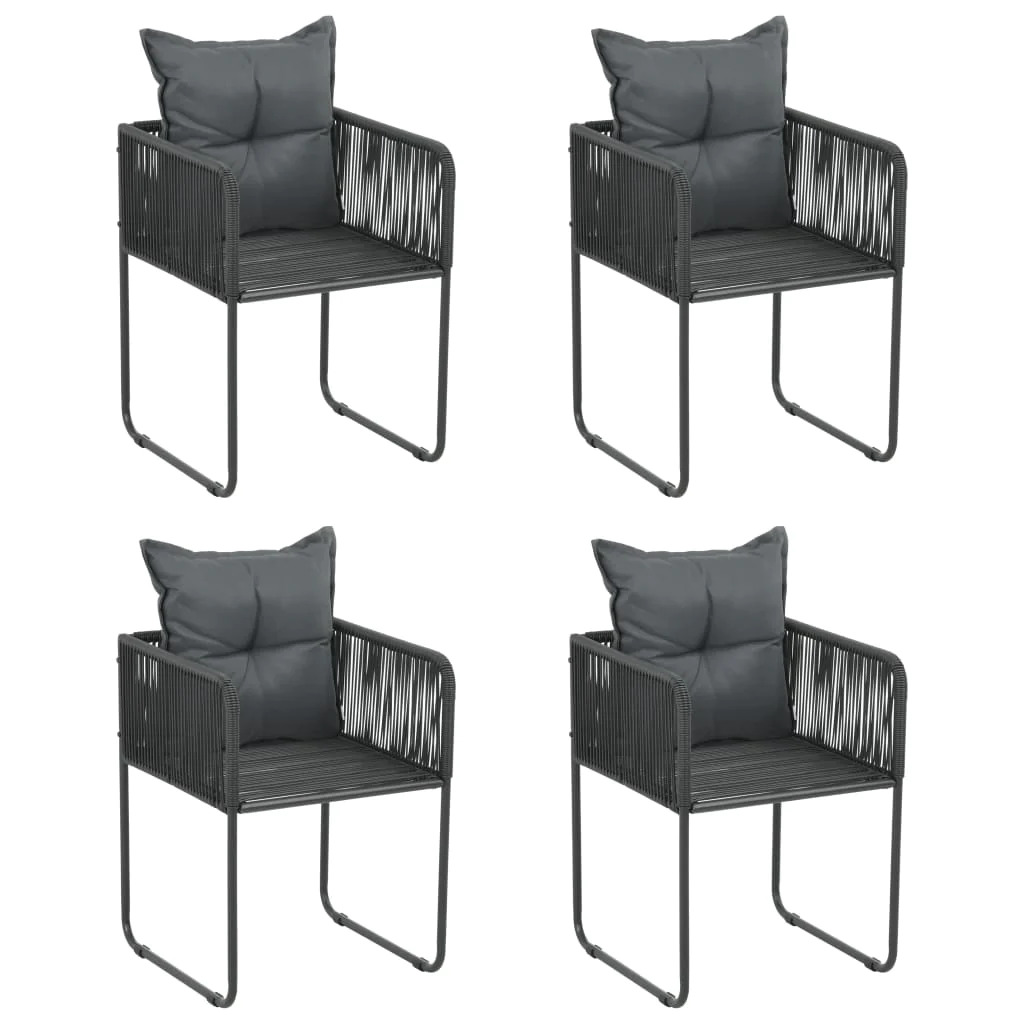 NNEVL Outdoor Chairs 4 pcs with Pillows Poly Rattan Black