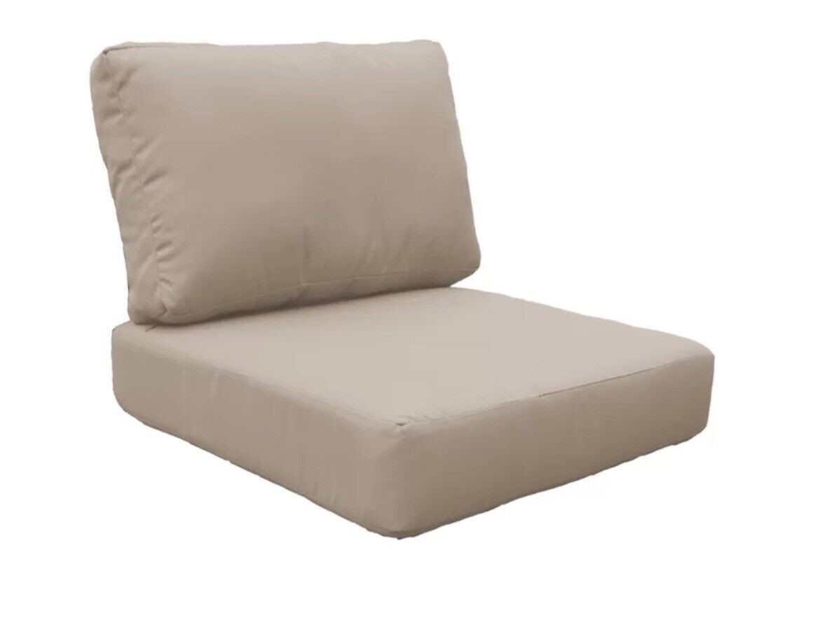 ^ 2 Piece Set Of High Back 6 inch Thick Cushion COVERS for  Armless Chairs Wheat