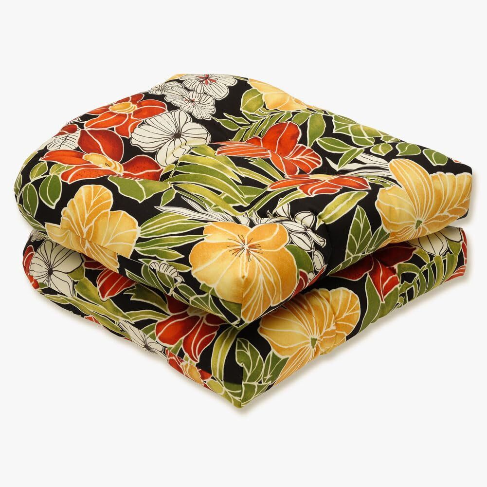 Tropic Floral Indoor/Outdoor Chair Seat Cushion, Tufted, Weather, and Fade Re...