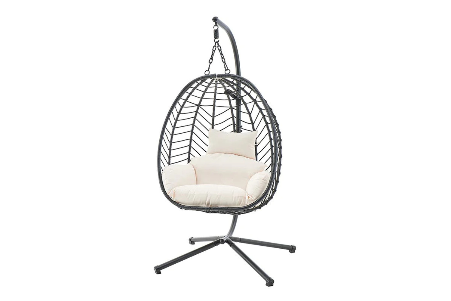 NNEKGE Mackenzie Outdoor Furniture Egg Chair (Black Beige)
