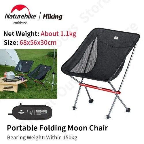 Outdoor Ultralight Folding Chair 1.1kg Aluminum Alloy Support Durable Moon Chair
