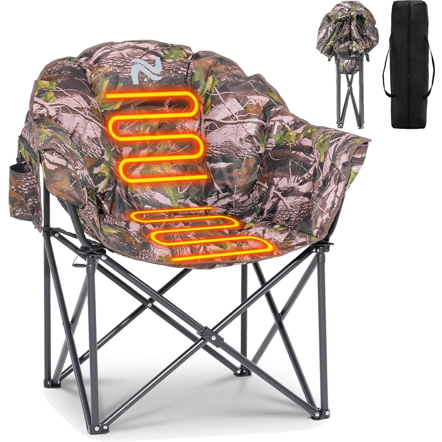 SUNYRISY Oversized Heated Camping Chair Fully Thick Padded Back Seat Heating