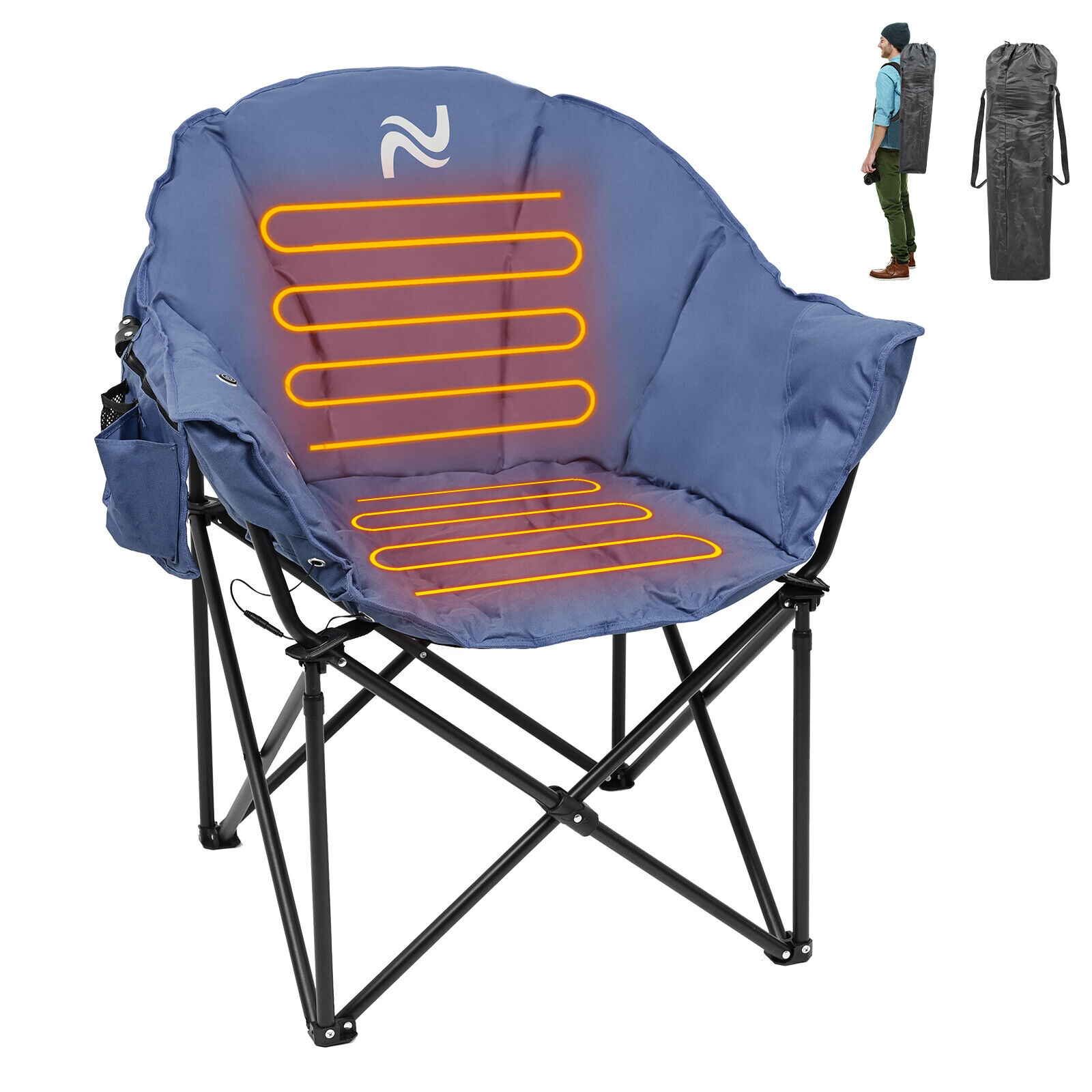 ABORON Heated Camping Chair Oversized Heated Chair Outdoor Sport w/ 3Heat Levels