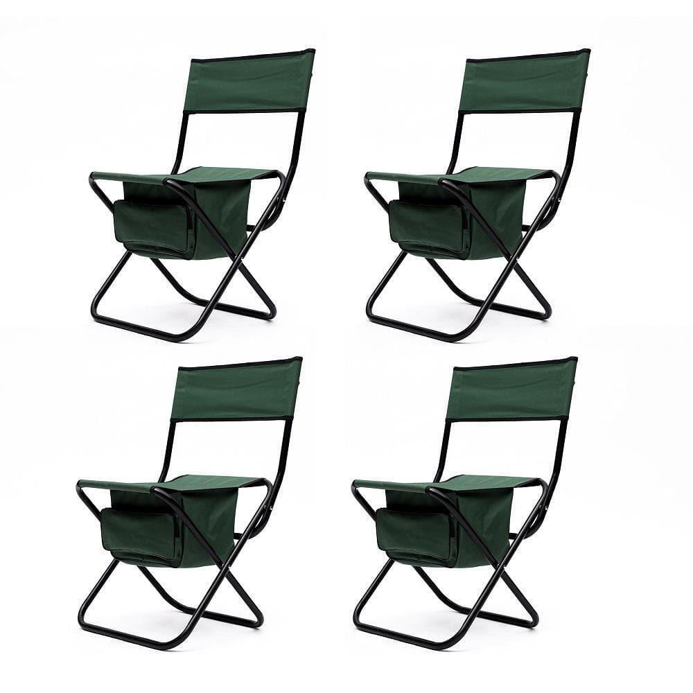 Amucolo Portable Chair Folding Steel Outdoor Green W/ Storage Bag (4-Piece)