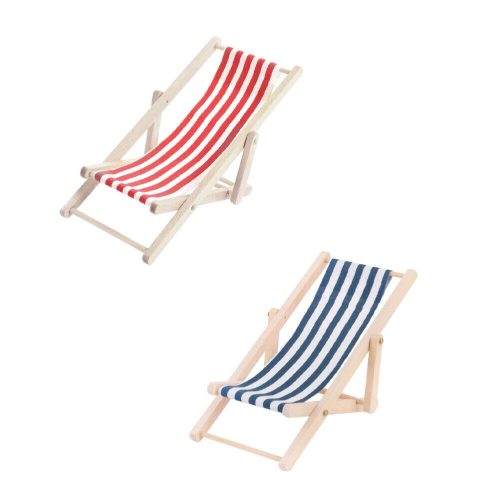 2 Pcs Deck Chair Model Miniature Beach Furniture Small Recliners Toys Outdoor