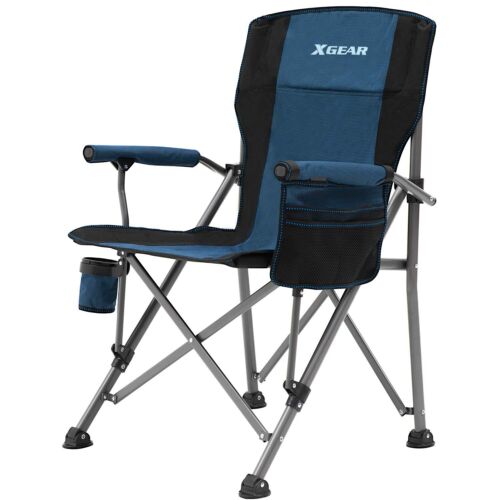 XGEAR Camping Chair Hard Arm High Back Lawn Chair Heavy Duty with Cup Holder,...