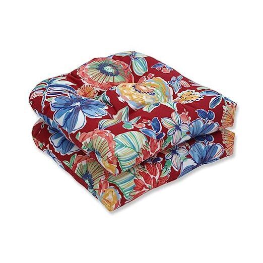 Bright Floral Indoor/Outdoor Chair Seat Cushion, 19" x 19" Red/Blue Colsen