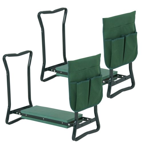 2PCS Garden Seat Bench Kneeling Pad Tool Pouch Gardening Folding Chair Outdoor