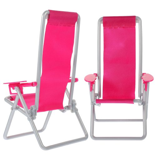 2 Pcs Simulation Folding Chair Miniature Outdoor Beach Seaside