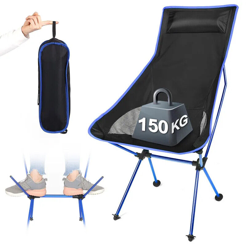 Portable Folding Chair Outdoor Camping Travel Fishing Chair 150kg Home Office US