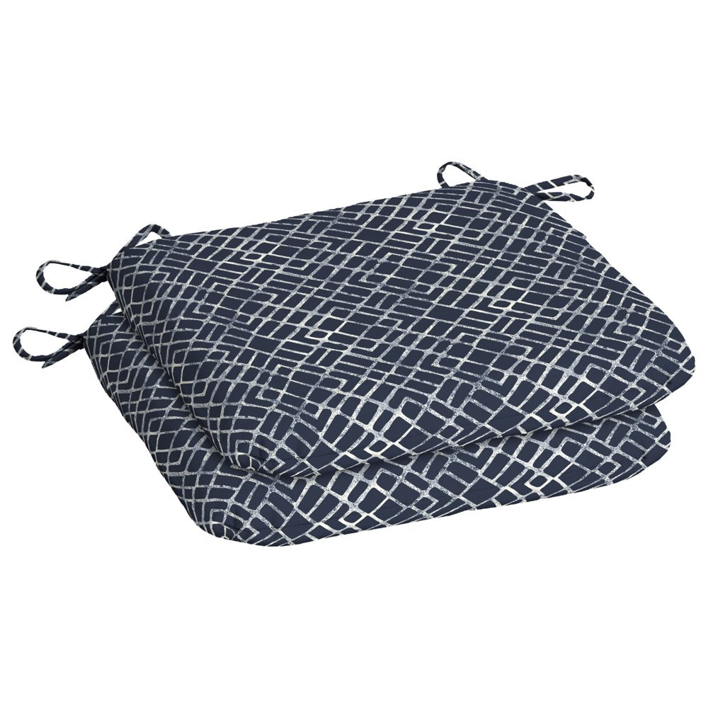 Fade Resistant Outdoor Patio Chair Cushions Seat Pad W/ Ties 2 Pack 15.5" X 17"