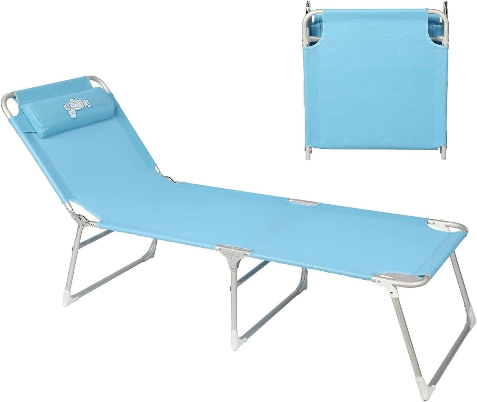 4-Positions Beach Cot, Folding Tanning Chair Camping Cot for Adults,Outdoor A...