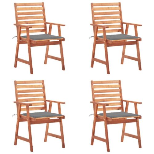 NNEVL Outdoor Dining Chairs 4 pcs with Cushions Solid Acacia Wood