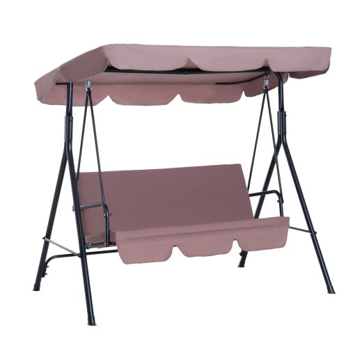 3-Seat Outdoor Patio Swing Chair Adjustable Canopy for Garden Poolside Balcony