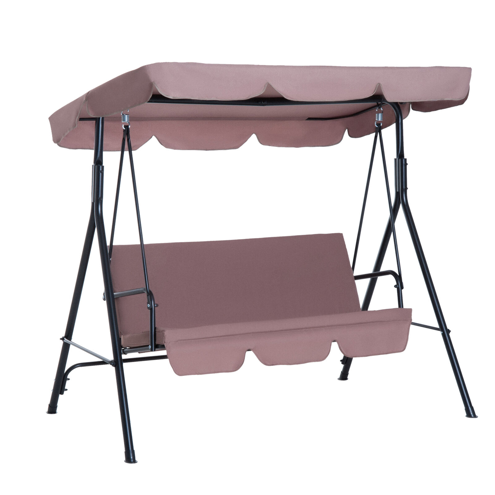 3-Seat Outdoor Patio Swing Chair Adjustable Canopy for Garden Poolside Balcony