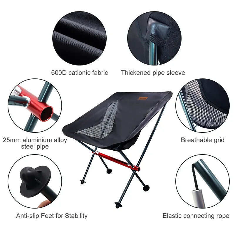 Portable Moon Chair Outdoor Camping Fishing Chair Beach Hiking Picnic Seat New