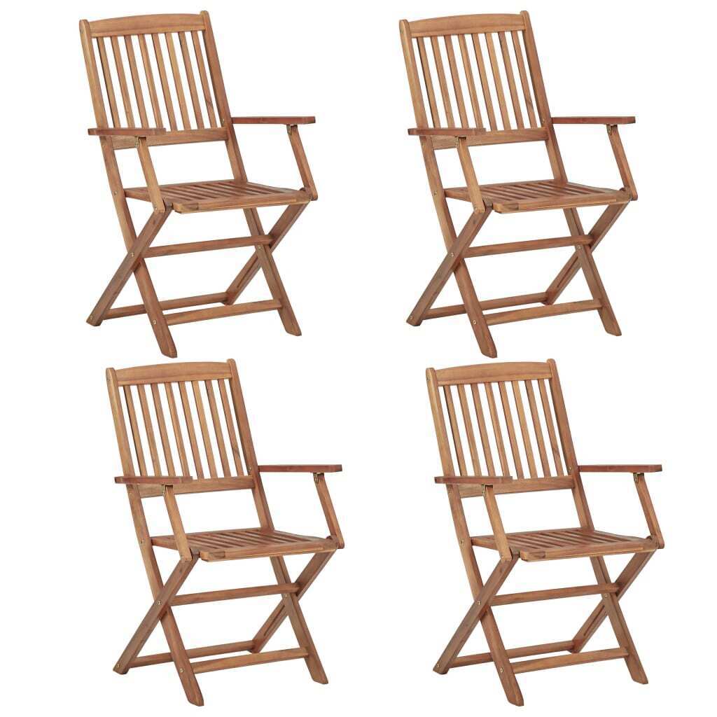 NNEVL Folding Outdoor Chairs 4 pcs Solid Acacia Wood