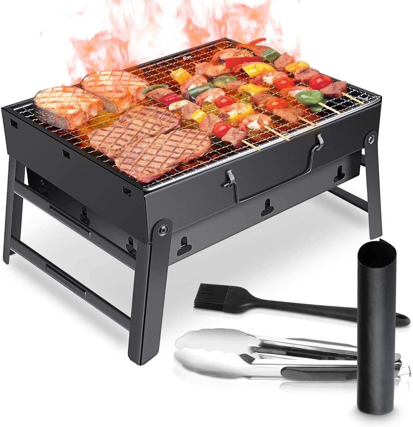 Barbecue Grill,WOSTOO Portable BBQ Grill Mini Folding Charcoal Barbecue for 3-5