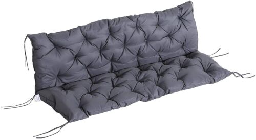 Outsunny Outdoor Garden Comfort Tufted 3 Seater Swing Chair Cushion Grey