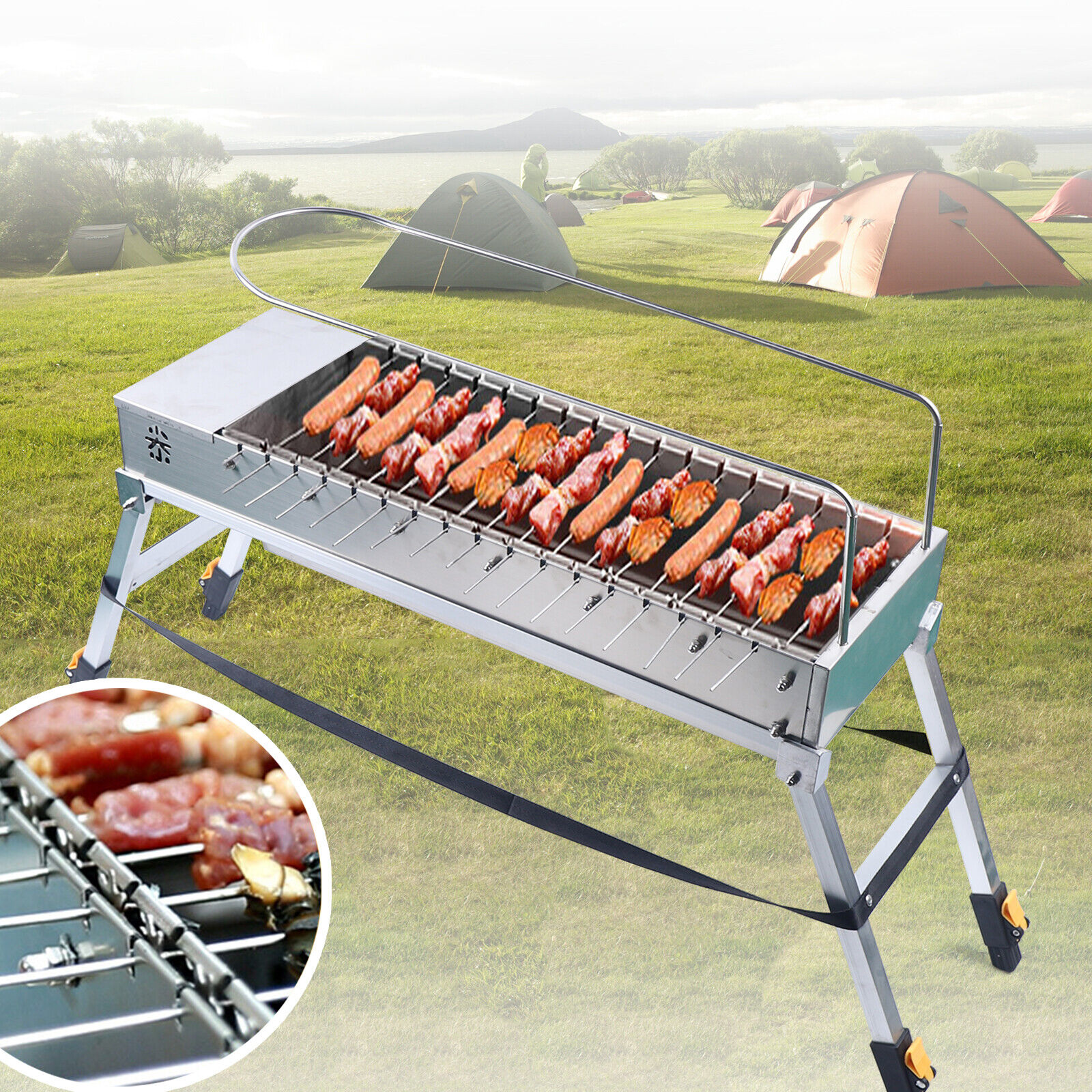 USB Electric Charcoal Grill Automatic BBQ Household Rotary Barbecue Machine