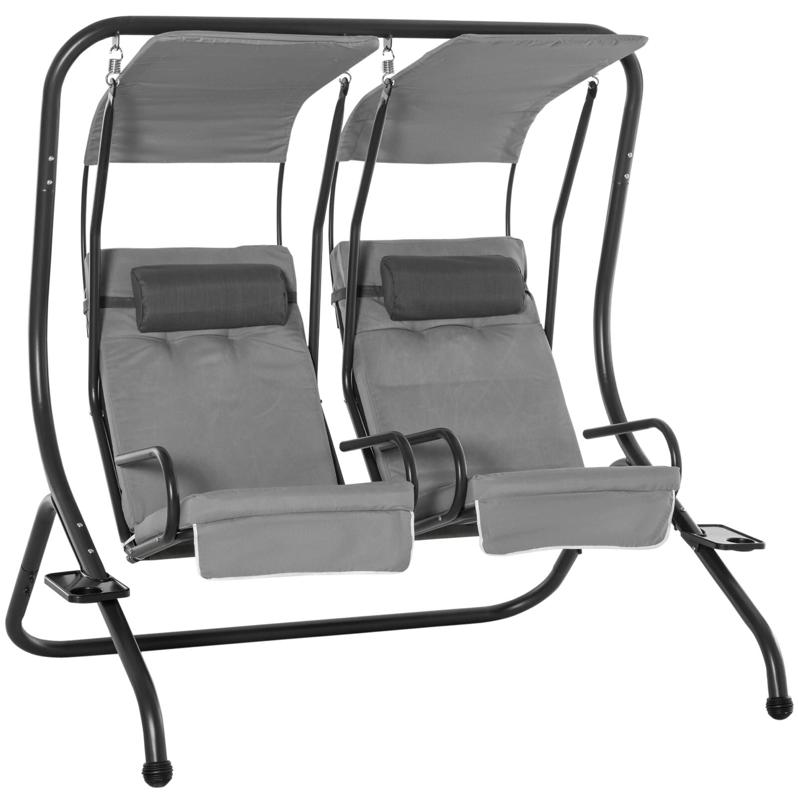 Canopy Swing 2 Separate Relax Chairs w/ Handrails and Removable Canopy