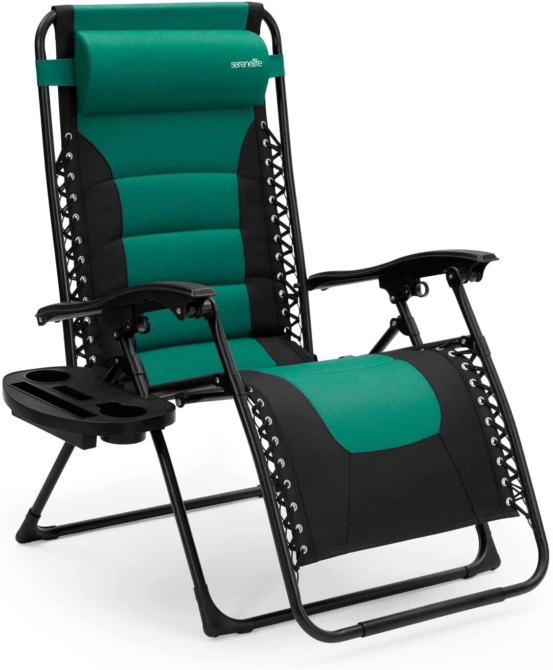 Serenelife Outdoor Adjustable & Foldable Padded Zero Gravity Lawn Chair