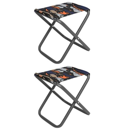 2 Pieces Folding Camp Stool Outdoor Chair Lightweight Travel