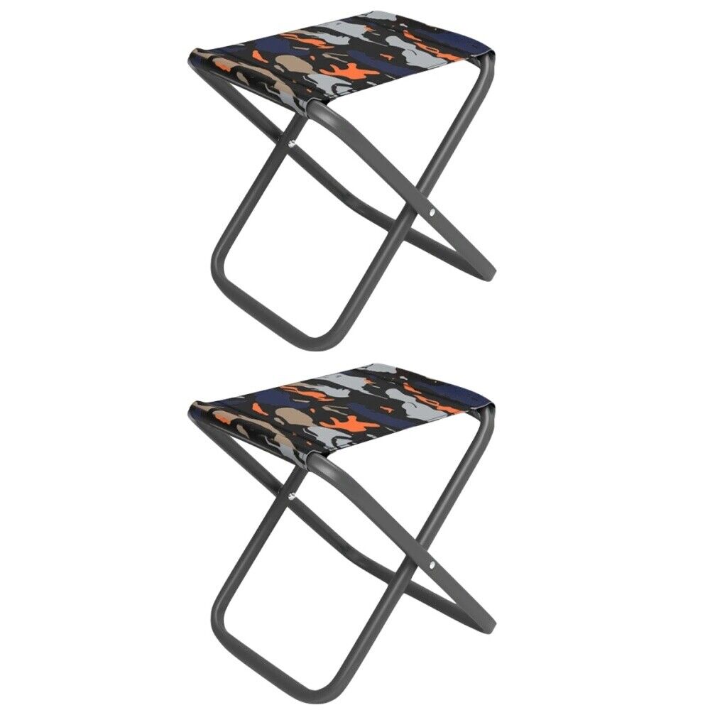 2 Pieces Folding Camp Stool Outdoor Chair Lightweight Travel
